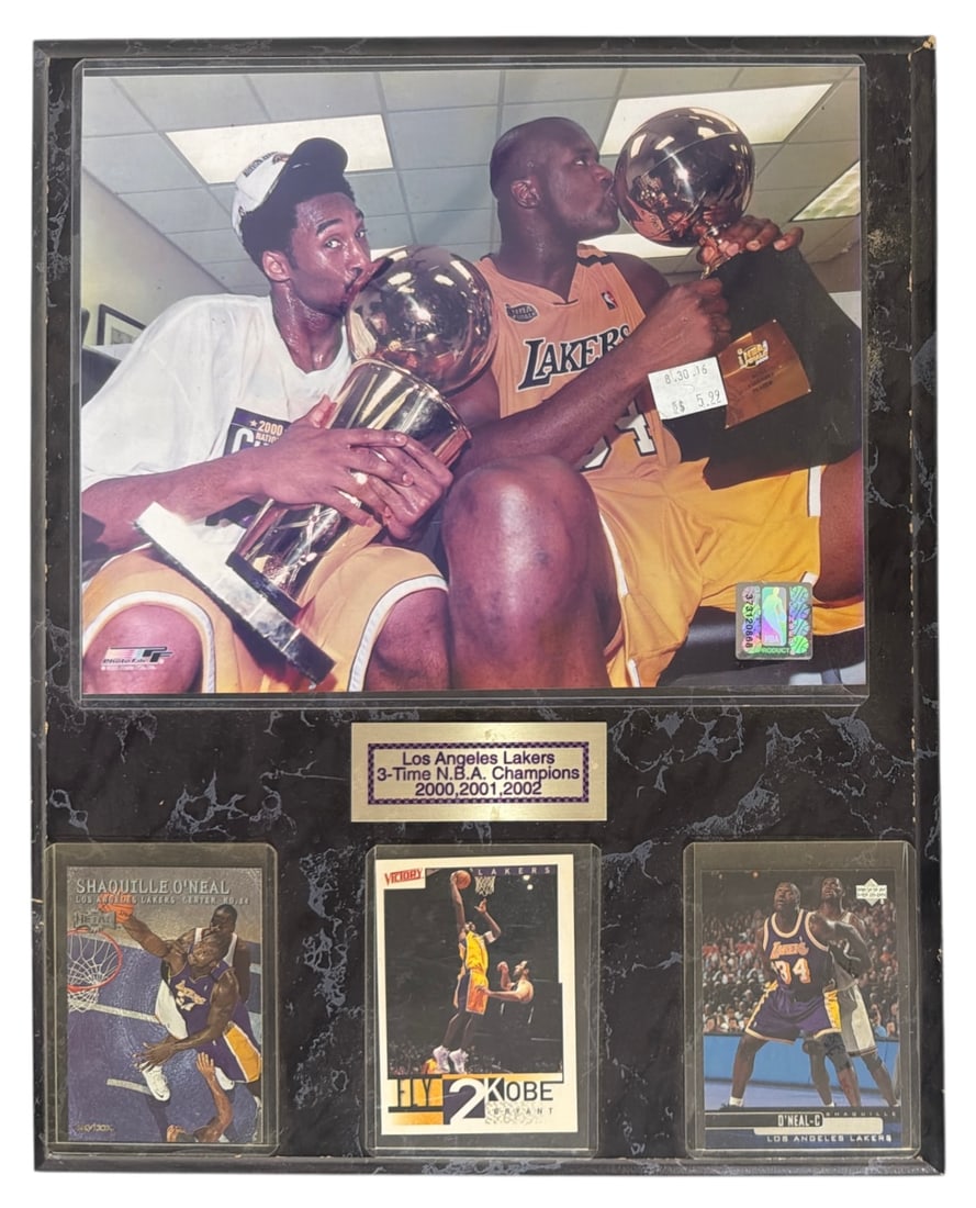 Commemorative Los Angeles Lakers Plaque Featuring Kobe Bryant and Shaquille O Neal (1 of 2)