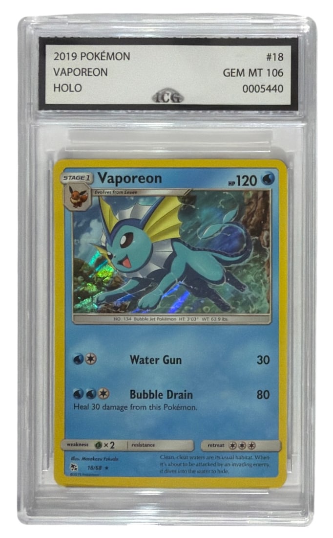 2019 Pokemon Vaporeon HOLO | No. 18 | Graded 10 (1 of 2)