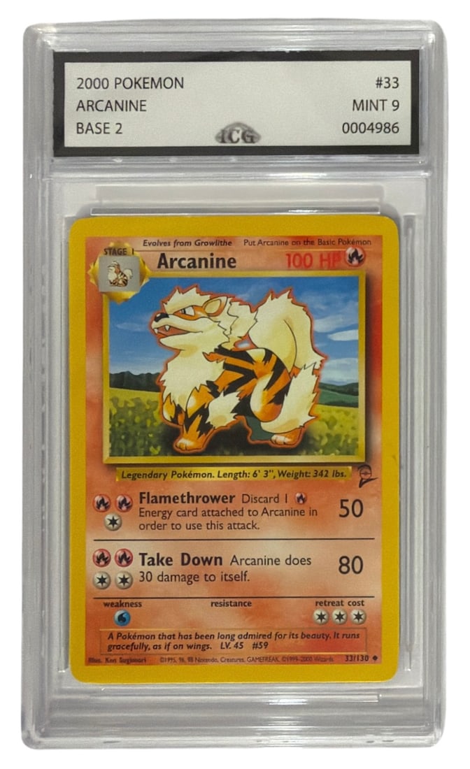 2000 Pokemon Base Set 2 Arcanine | No. 33 | Graded 9 (1 of 2)