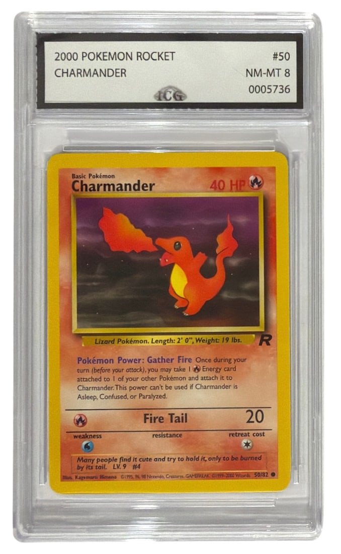2000 Pokemon Team Rocket Charmander | No. 50 | Graded 8 (1 of 2)