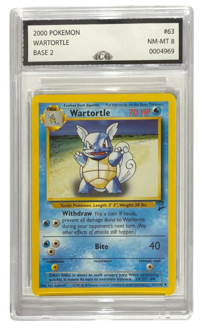 2000 Pokemon Base Set 2 Wartortle | No. 63 | Graded 8: 2000 Pokemon Base Set 2 Wartortle | No. 63 | Graded 8