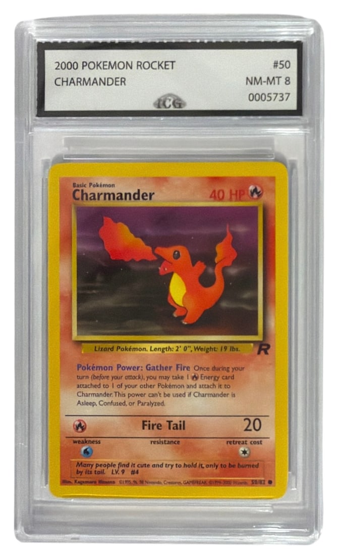 2000 Pokemon Team Rocket Charmander | No. 50 | Graded 8 (1 of 2)