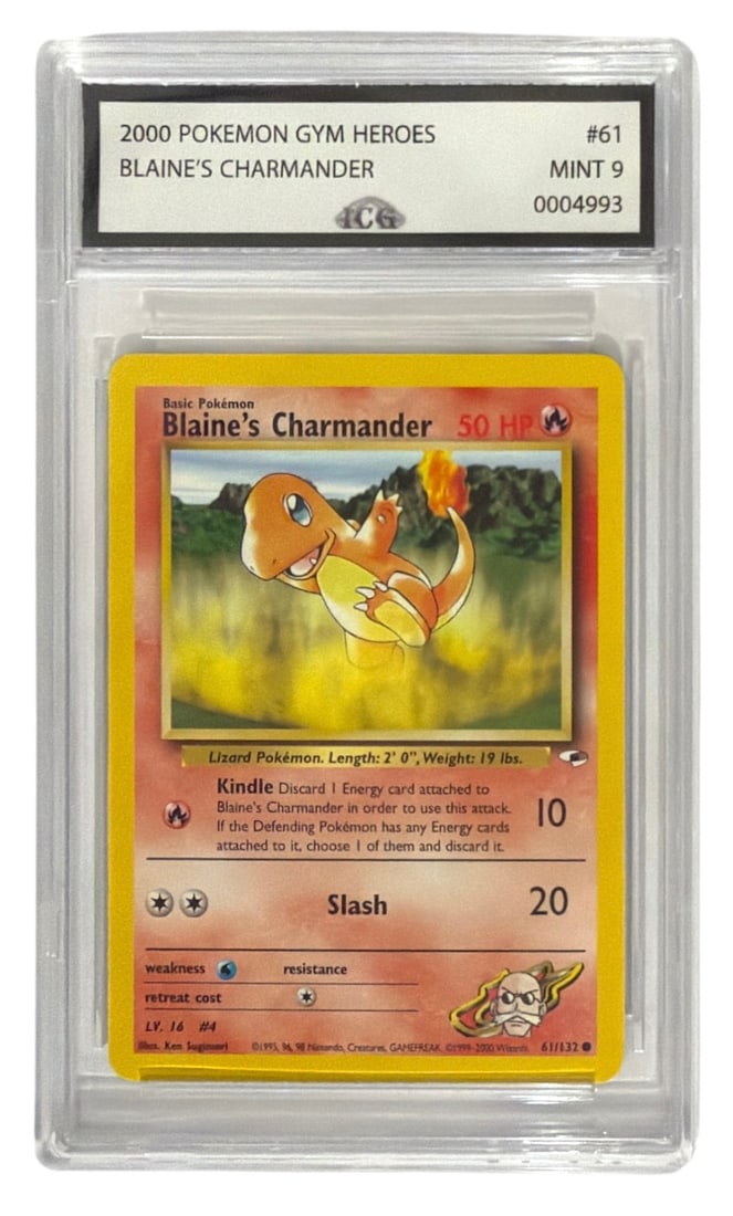 2000 Pokemon Gym Heroes Blaines Charmander | No. 61 | Graded 9 (1 of 2)