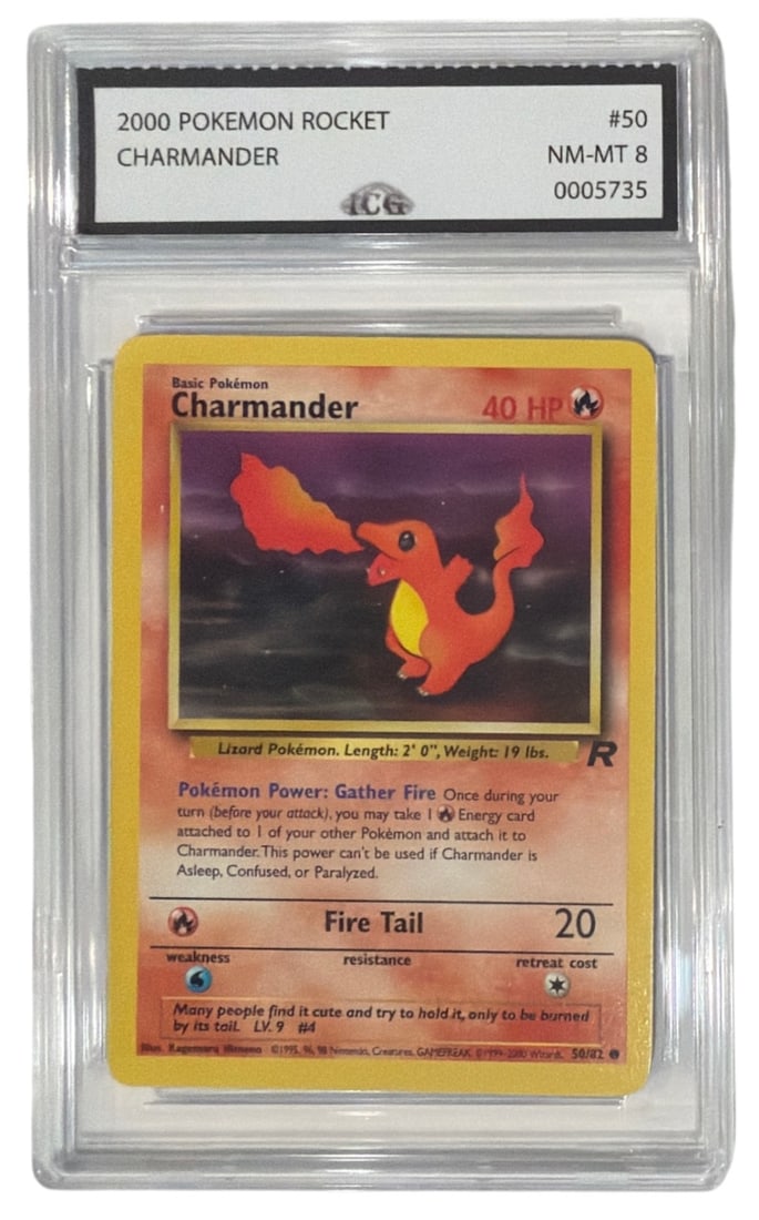 2000 Pokemon Team Rocket Charmander | No. 50 | Graded 8 (1 of 2)
