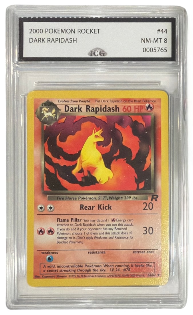 2000 Pokemon Team Rocket Dark Rapidash | No. 44 | Graded 8: 2000 Pokemon Team Rocket Dark Rapidash | No. 44 | Graded 8