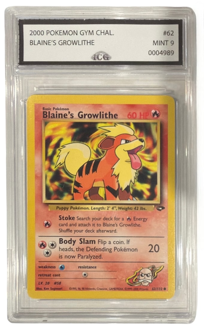 2000 Pokemon Gym Challenge Blaines Growlithe | No. 62 | Graded 9 (1 of 2)