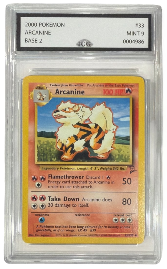 2000 Pokemon Base 2 Arcanine | No. 33 | Graded 9 (1 of 2)