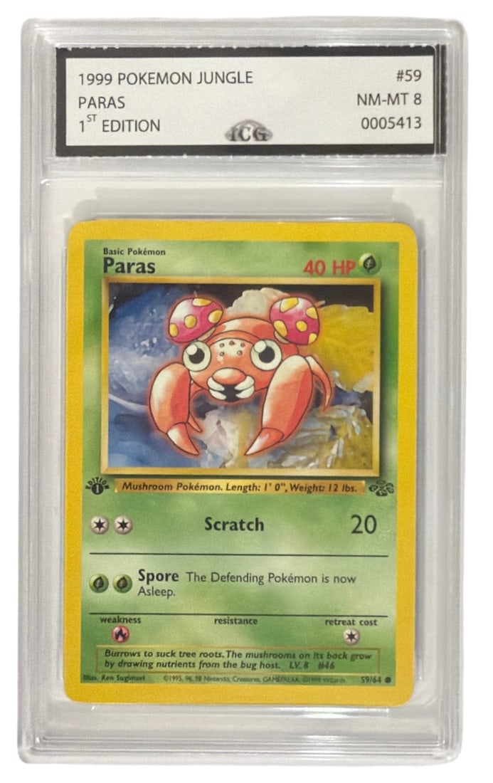 1999 Pokemon 1st Edition Jungle Set Paras | No. 59 | Graded 8: 1999 Pokemon 1st Edition Jungle Set Paras | No. 59 | Graded 8