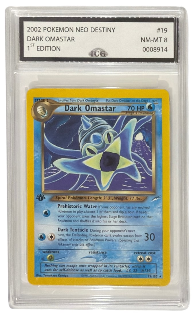 2002 Pokemon Neo Destiny 1st Edition Dark Omaster | No. 19 | Graded 8 (1 of 2)