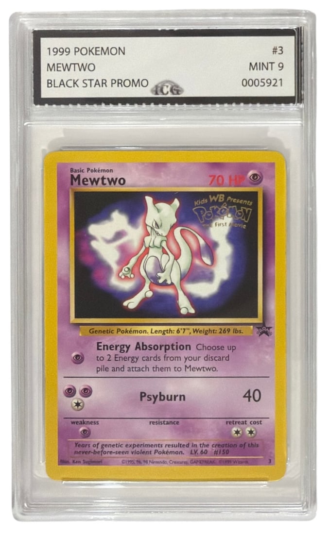 1999 Pokemon Black Star Promo Mewtwo | No. 3 | Graded 9: 1999 Pokemon Black Star Promo Mewtwo | No. 3 | Graded 9