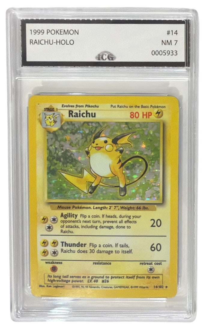 1999 Pokemon Base Set Raichu | No. 14 | Graded 7: 1999 Pokemon Base Set Raichu | No. 14 | Graded 7