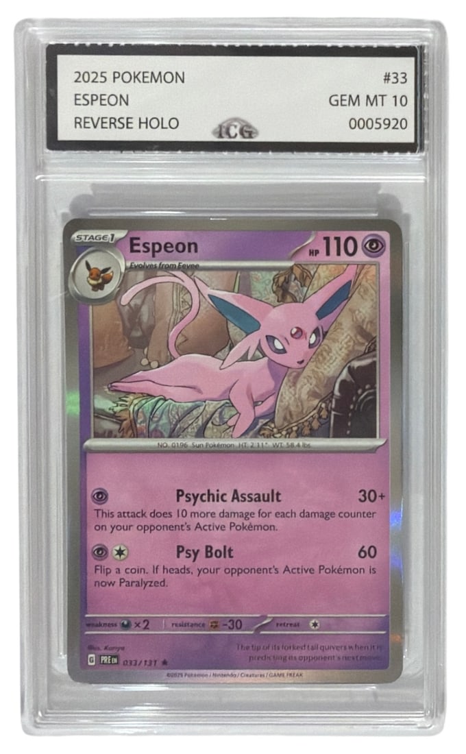 2025 Pokemon Espeon Reverse HOLO | No. 33 | Graded 10 (1 of 2)