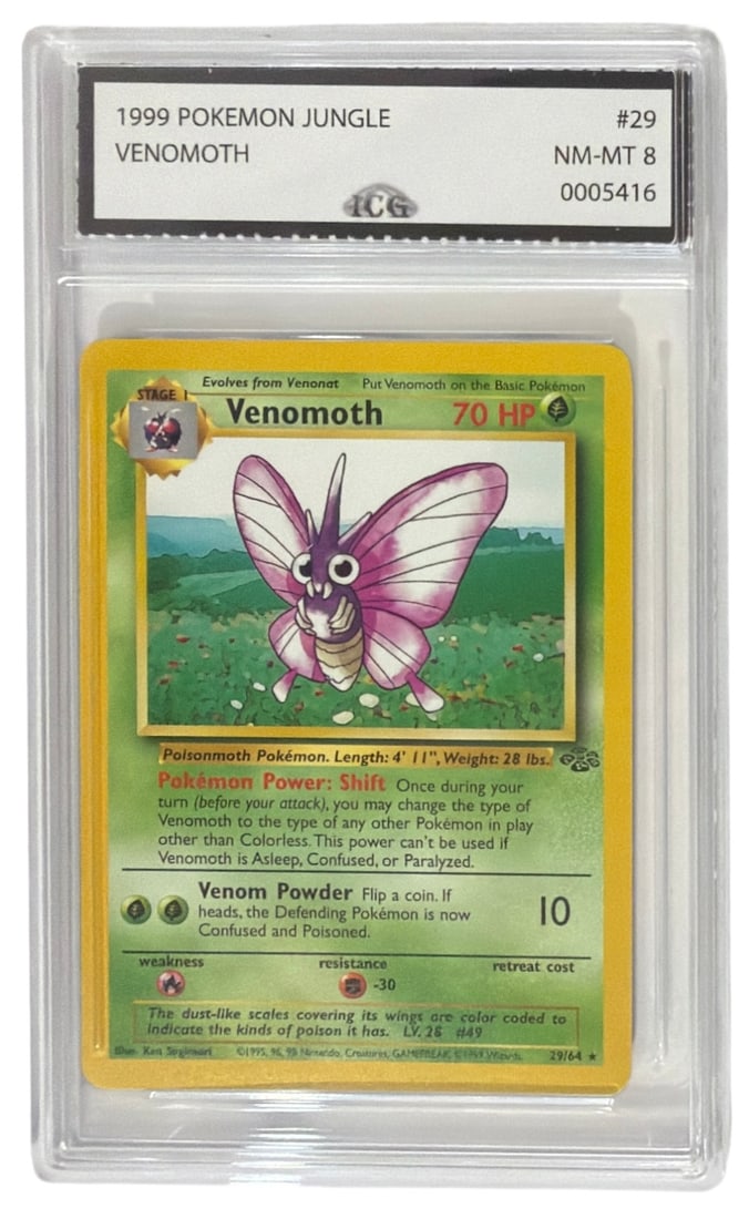 1999 Pokemon Jungle Set Venomoth | No. 29 | Graded 8: 1999 Pokemon Jungle Set Venomoth | No. 29 | Graded 8