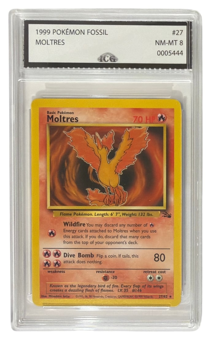 1999 Pokemon Fossil Set Moltres | No. 27 | Graded 8 (1 of 2)