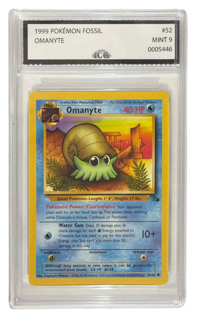 1999 Pokemon Fossil Set Omanyte | No. 52 | Graded 9 (1 of 2)