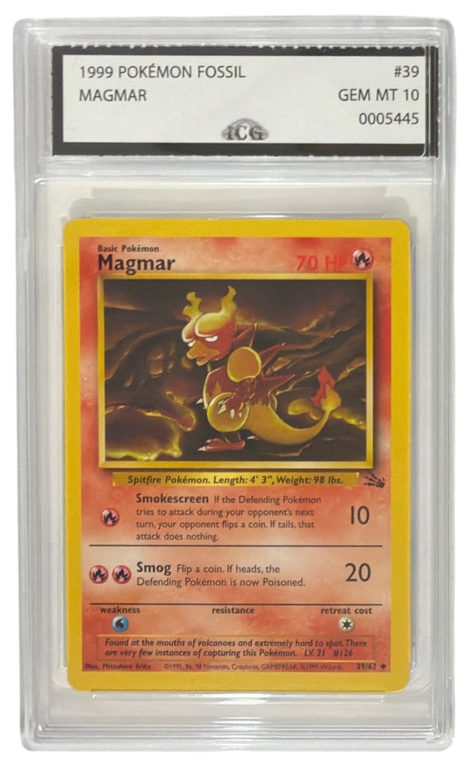 1999 Pokemon Fossil Set Magmar | No. 39 | Graded 10 (1 of 2)