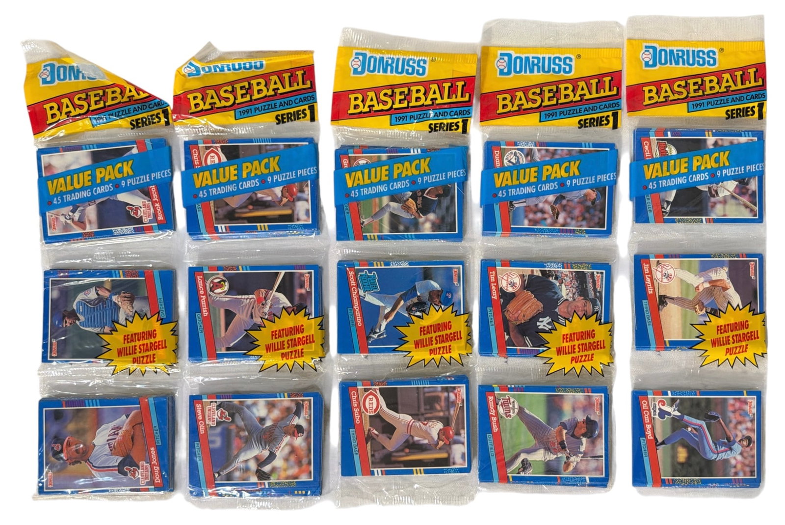 Lot of 5 | Unopened Rack Pack Donruss Baseball Series 1 (1 of 2)
