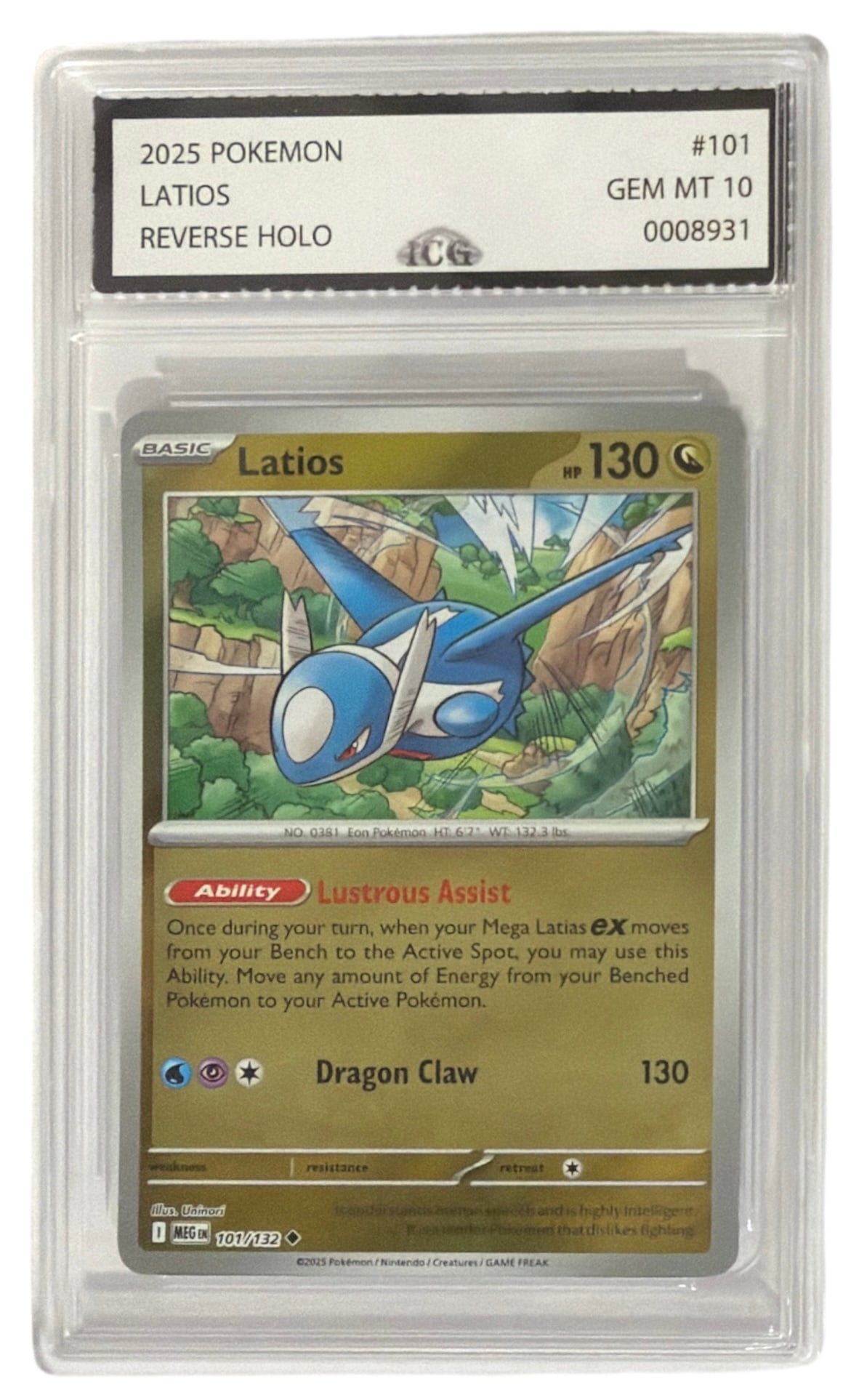 2025 Pokemon Reverse HOLO Latios | No. 101 | Graded 10: 2025 Pokemon Reverse HOLO Latios | No. 101 | Graded 10