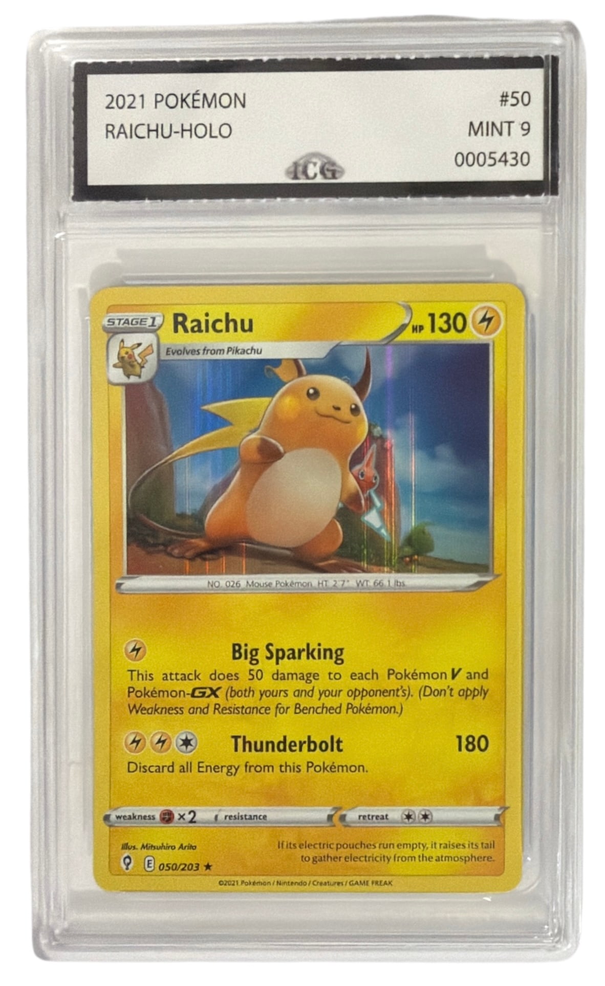 2021 Pokemon Raichu HOLO | No. 50 | Graded 9 (1 of 2)