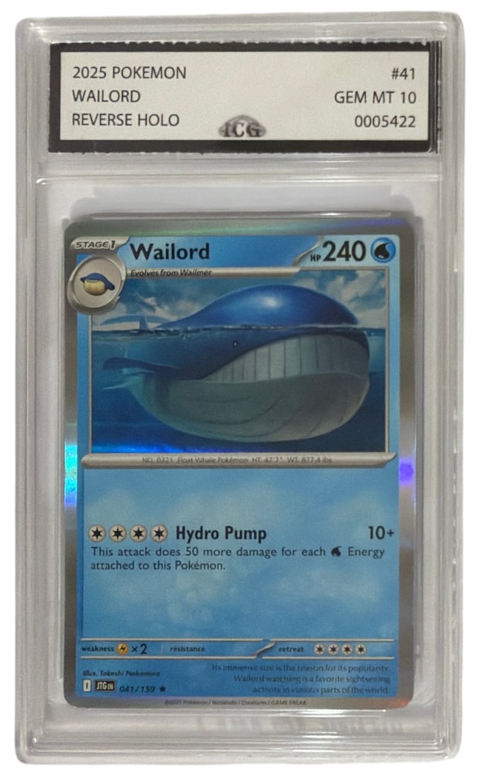 2025 Pokemon Reverse HOLO Wailord | No. 41 | Graded 10 (1 of 2)