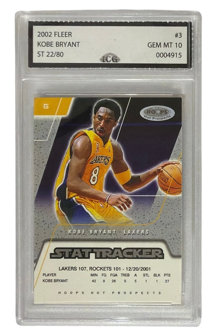 2002 Fleer Stat Tracker Kobe Bryant | No. 3 | Graded 10 (1 of 2)