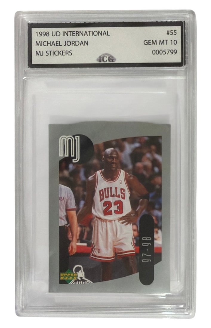 1998 UD International MJ Sticker Michael Jordan | No. 55 | Graded 10 (1 of 2)