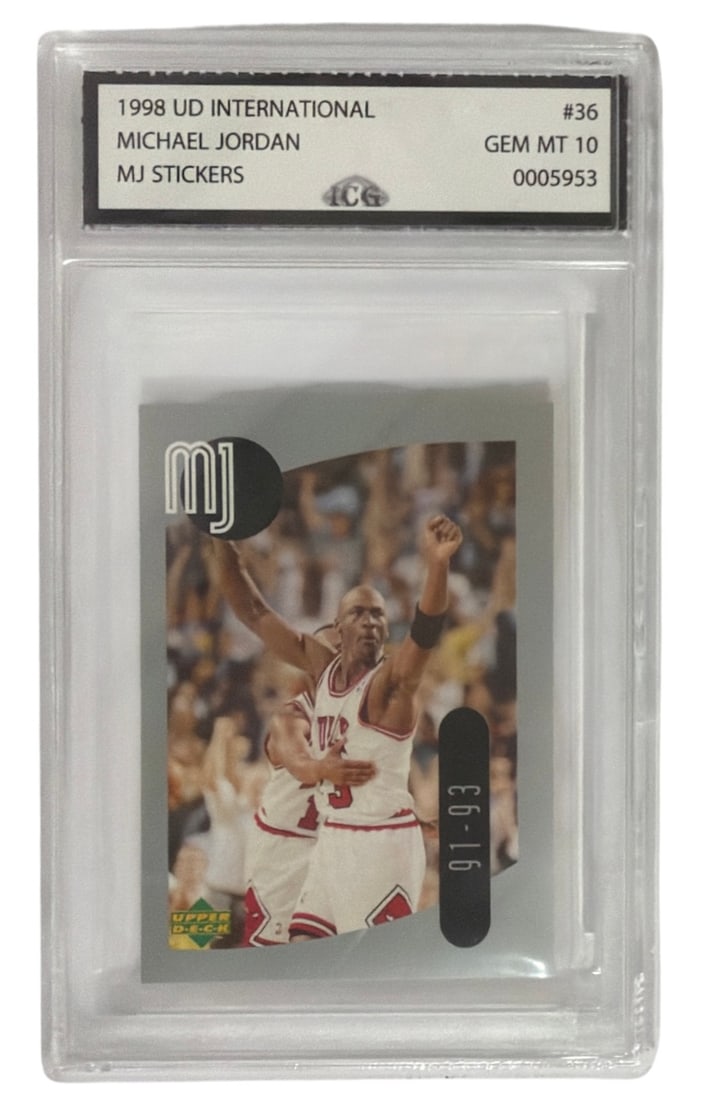 1998 UD International MJ Sticker Michael Jordan | No. 36 | Graded 10 (1 of 2)