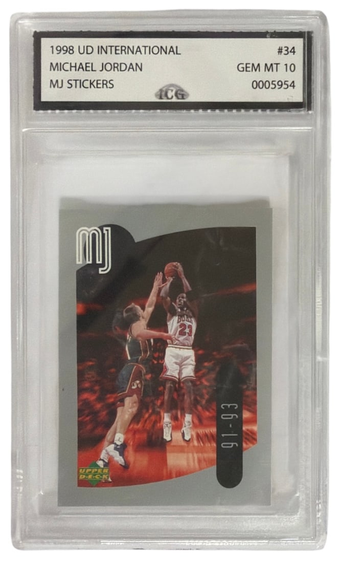 1998 UD International MJ Sticker Michael Jordan | No. 34 | Graded 10 (1 of 2)