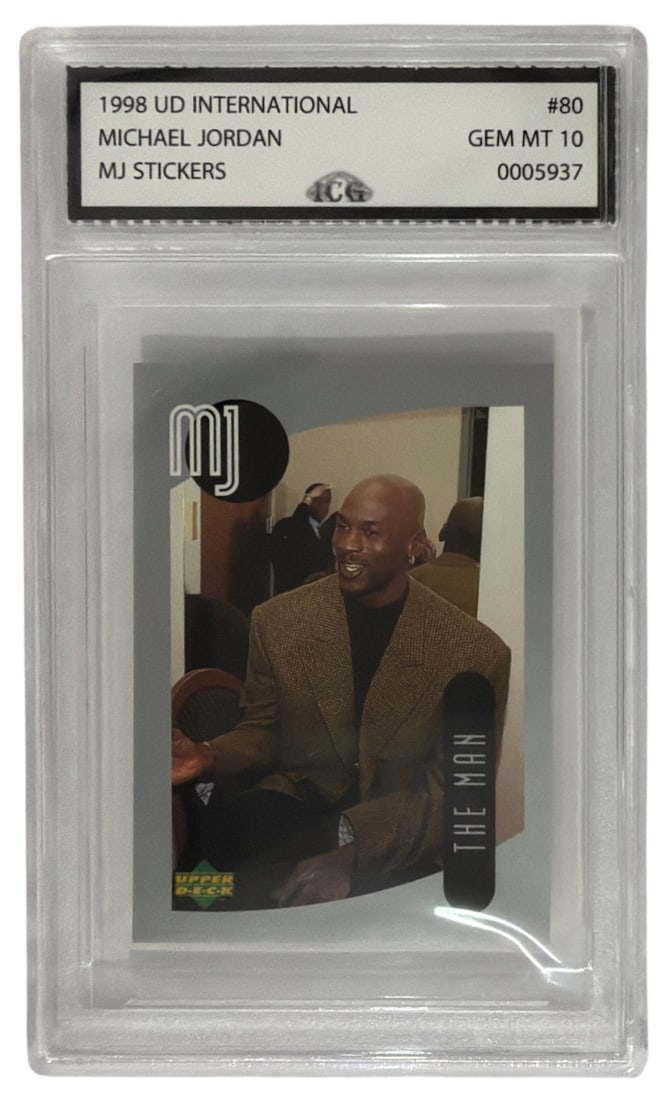 1998 UD International MJ Sticker Michael Jordan | No. 80 | Graded 10: 1998 UD International MJ Sticker Michael Jordan | No. 80 | Graded 10