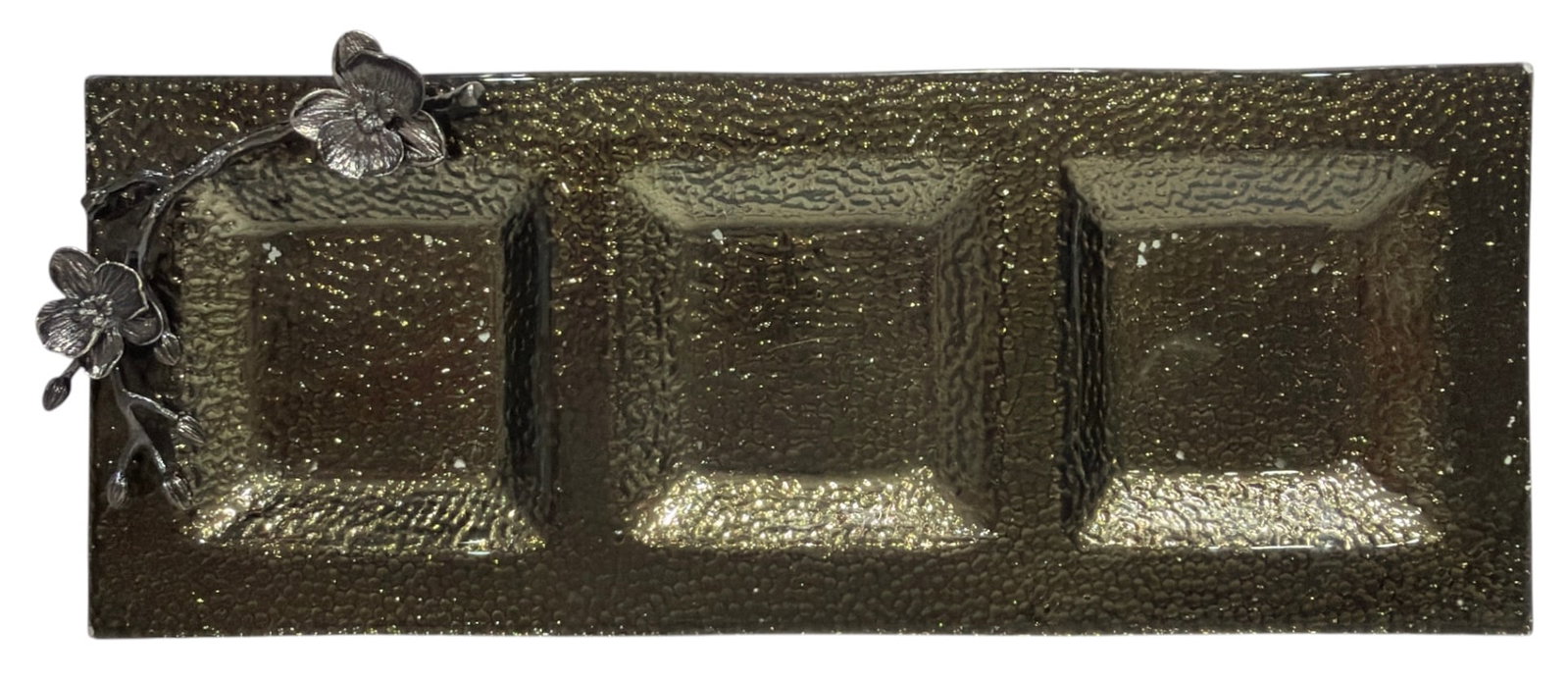 Michael Aram Black Orchid Glass Trio Platter: Michael Aram Black Orchid Glass Trio Platter