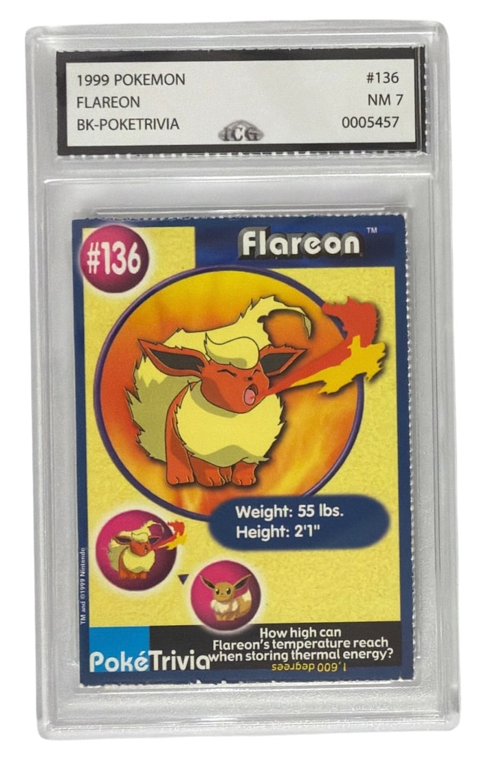 1999 Pokemon BK Poketriva Flareon | No. 136 | Graded 7: 1999 Pokemon BK Poketriva Flareon | No. 136 | Graded 7