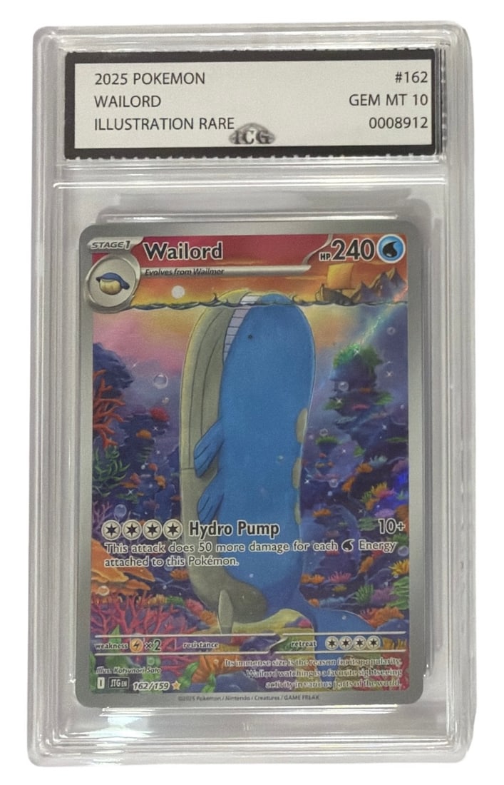 2025 Pokemon Illustration RARE Wailord | No. 162 | Graded 10: 2025 Pokemon Illustration RARE Wailord | No. 162 | Graded 10