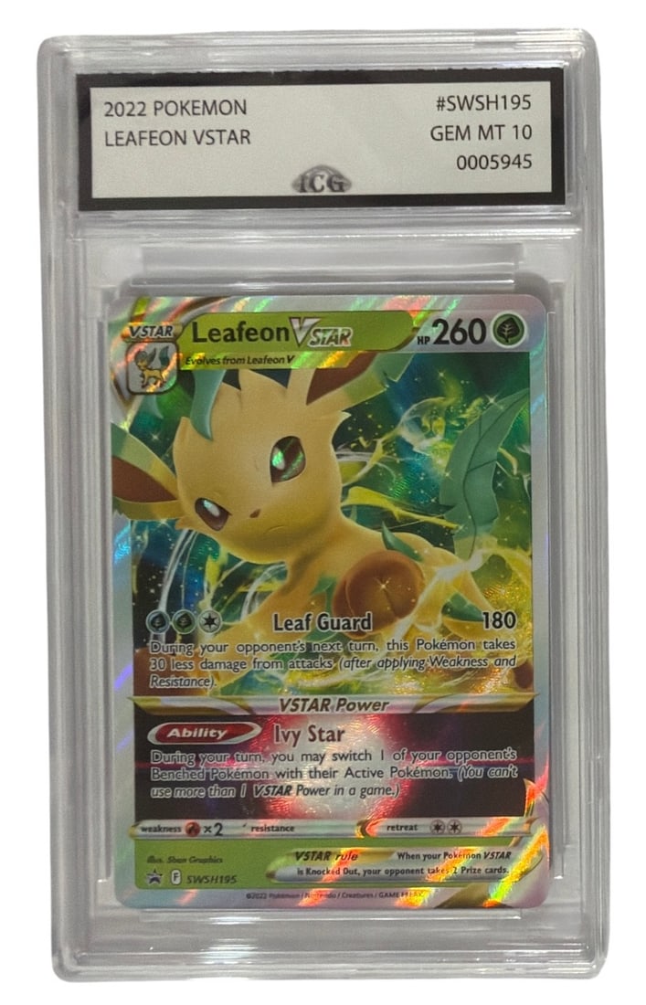 2022 Pokemon Leafeon V Star | No. SWSH 195 | Graded 10: 2022 Pokemon Leafeon V Star | No. SWSH 195 | Graded 10
