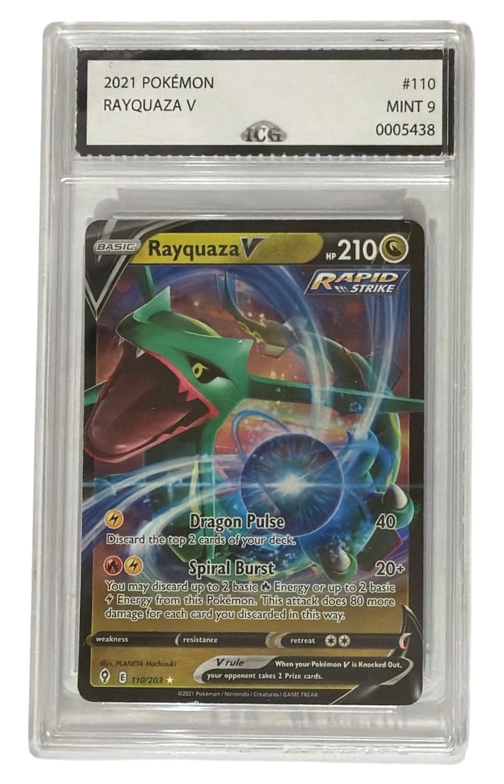 2021 Pokemon TCG The Evolving Skies Expansion Rayquaza V | No. 110 | Graded 9: 2021 Pokemon TCG The Evolving Skies Expansion Rayquaza V | No. 110 | Graded 9