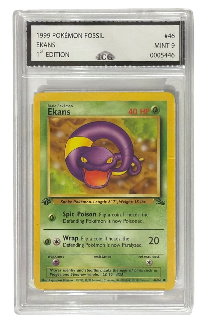 1999 Pokemon 1st Edition Fossil Set Ekans | No. 46 | Graded 9 (1 of 2)