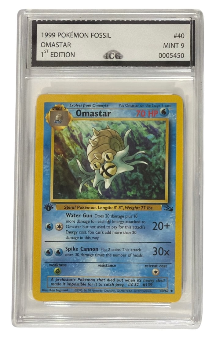 1999 Pokemon 1st Edition Fossil Set Omastar | No. 40 | Graded 9 (1 of 2)
