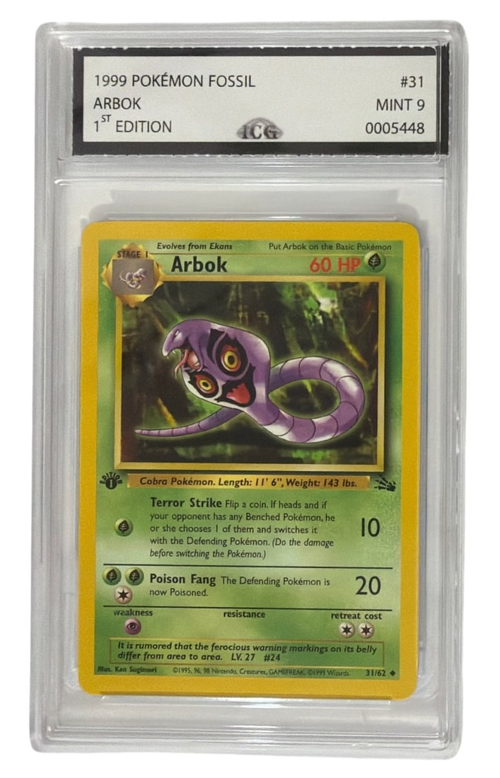 1999 Pokemon 1st Edition Fossil Set Arbok | No. 31 | Graded 9 (1 of 2)