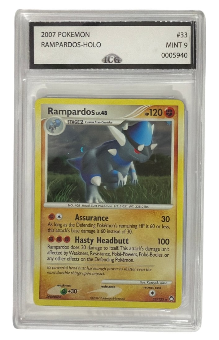 2007 Pokemon Diamond & Pearl Mysterious Treasures Rampardos HOLO | No. 33 | Graded 9 (1 of 2)