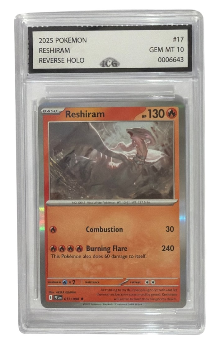 2025 Pokemon Reverse HOLO Reshiram | No. 17 | Graded 10 (1 of 2)