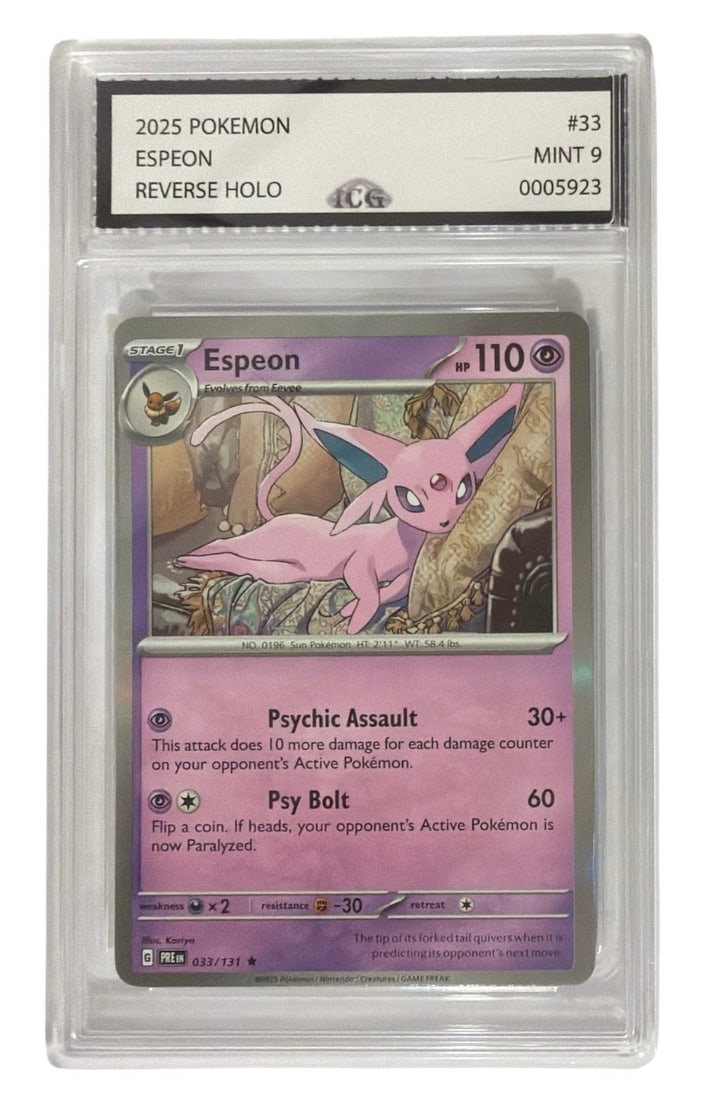 2025 Pokemon Reverse HOLO Espeon | No. 33 | Graded 9 (1 of 2)