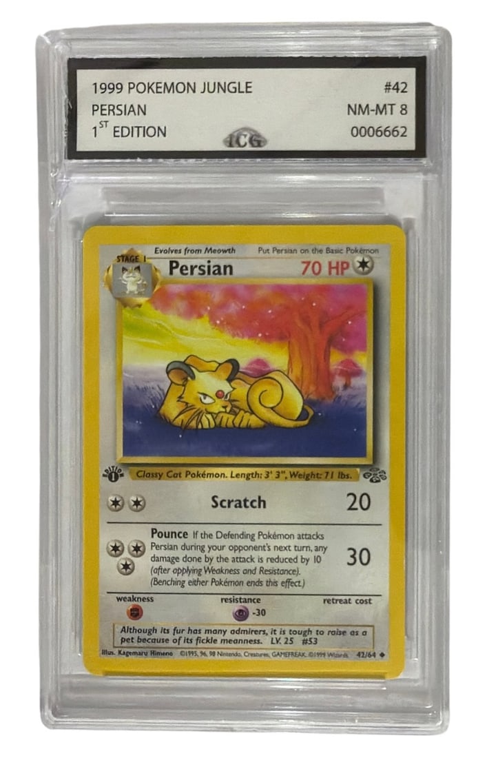 1999 Pokemon 1st Edition Jungle Set Persian | No. 42 | Graded 8: 1999 Pokemon 1st Edition Jungle Set Persian | No. 42 | Graded 8