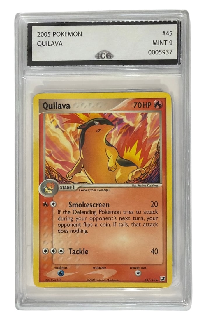 2005 Pokemon TCG EX Unseen Forces Set Quilava | No. 45 | Graded 9 (1 of 2)