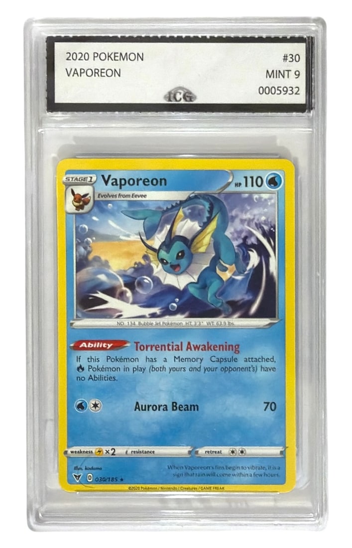 2020 Pokemon The Vivid Voltage Set Vaporeon | No. 30 | Graded 9 (1 of 2)