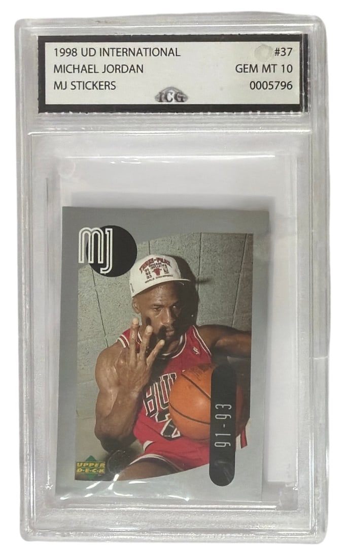 1998 Upper Deck International MJ Sticker Michael Jordan | No. 37 | Graded 10 (1 of 2)