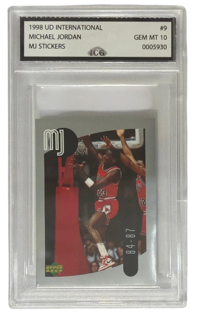 1998 Upper Deck International MJ Sticker Michael Jordan | No. 9 | Graded 10 (1 of 2)