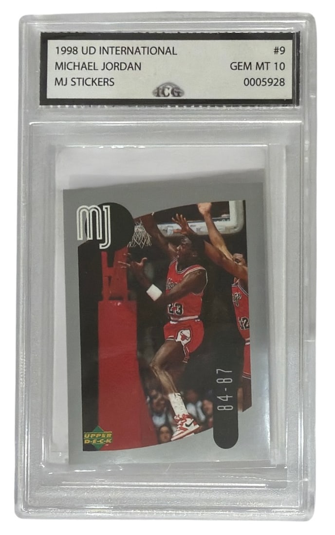 1998 Upper Deck International MJ Sticker Michael Jordan | No. 9 | Graded 10 (1 of 2)