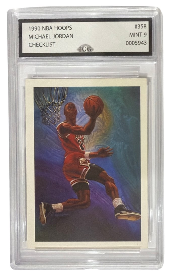 1990 NBA Hoops Checklist Michael Jordan | No. 358 | Graded 9 (1 of 2)