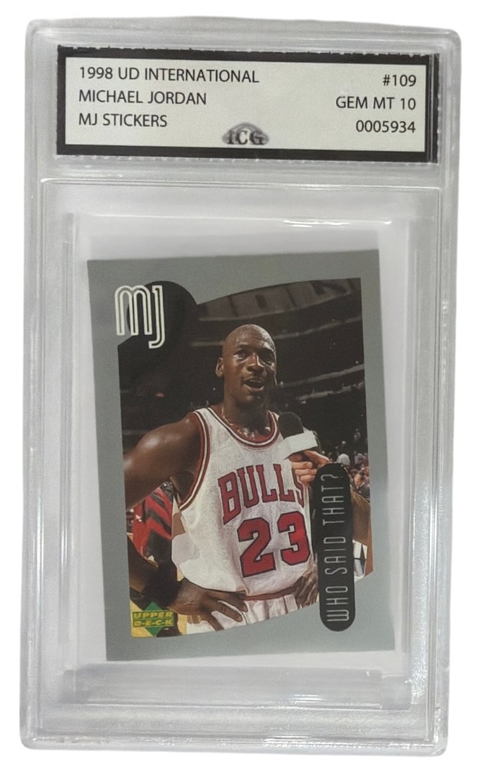 1998 Upper Deck International MJ Sticker Michael Jordan | No. 109 | Graded 10 (1 of 2)