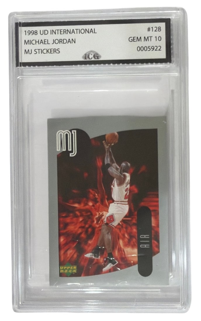 1998 Upper Deck International MJ Sticker Michael Jordan | No. 128 | Graded 10 (1 of 2)