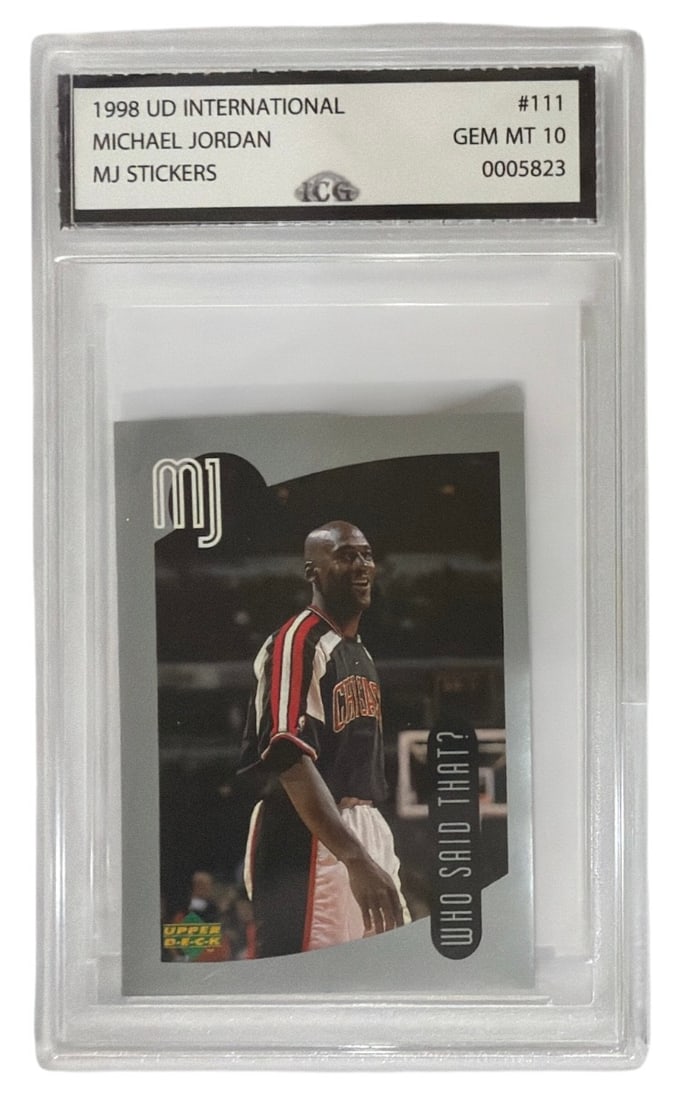 1998 Upper Deck International MJ Sticker Michael Jordan | No. 111 | Graded 10 (1 of 2)